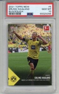 2021 TOPPS NOW BUNDESLIGA WORLD CLASS OPENING MATCH #5 ERLING HAALAND PSA 10 - Picture 1 of 2