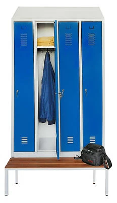 Garderobenspind Umkleidespind Stahlschrank 4 Fächer Abteile Schrägdach Spind - Bild 1 von 4