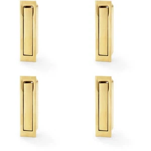 4er-Pack Unterputz Schiebetasche Tür Zuggriff Satin Messing 70 mm x 19 mm Fingerkante - Bild 1 von 2
