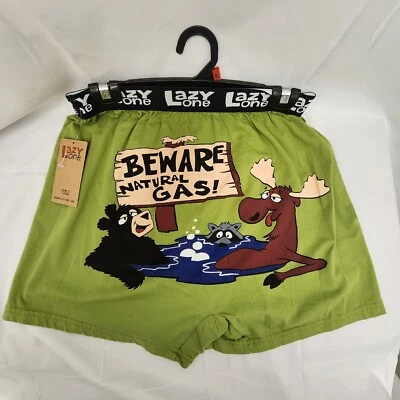 Calzoncillos boxer Lazy One Fun para hombre PJ Lounge Shorts Beware Gas Natural 100 % algodón Foto 1 de 3