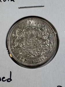 1924 Latvia 1 Lats Silver Coin Cleaned - Picture 1 of 8
