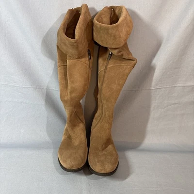 Botas hasta la rodilla Vince Camuto Bernadine beige cuero gamuza 10 elásticas Foto 1 de 4