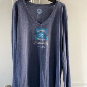 Life is Good Damen XL Langarm T-Shirt Go Places Jeep Tee blau - Bild 1 von 9