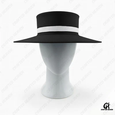 Женская широкополая шерстяная шляпа с белой лентой, шляпа в стиле Мелании Трамп - Изображение 1 из 4