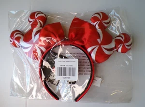 Disney Christmas Candy Cane Minnie Mouse Ears Headband Boxlunch Exclusive - Picture 1 of 6