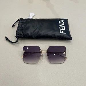 FENDI First Sunglasses FE 4082US Square Gold w/Purple Lens -MISSING SCREW- $580 - Picture 1 of 16