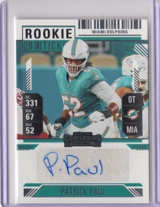 Tarjeta Patrick Paul NFL Dolphins 2024 Panini Contenders RC Auto #228 - Imagen 1 de 2