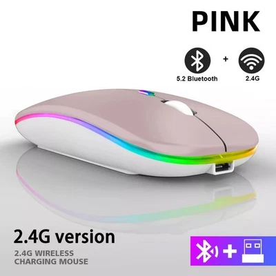 2.4GHz Bluetooth Wireless RGB Mouse USB Rechargeable Optical Mice for PC Laptop - Image 1 of 4