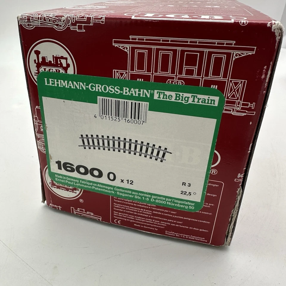 LGB 1600 0 x 13 Brass Curved Track R3 22.5° W/Box G Scale Made In Germany - Image 1 of 4