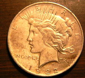 Dólar de plata de la paz de 1922 con más de 99 años e historia de los Estados Unidos # 707 - Imagen 1 de 2