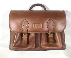 Duluth Trading Co. Leather Messenger Bag Bashful Billionaire Briefcase Brown - Picture 1 of 24