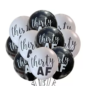 Pack 12 Globos Treinta AF 30 Cumpleaños Cumpliendo 30 años, Blanco y Negro Treinta - Imagen 1 de 1