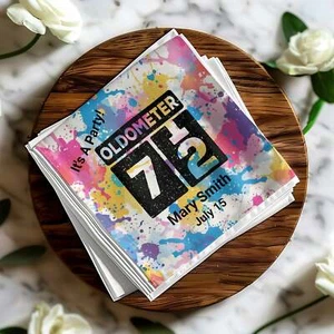 Colorful Oldometer 72 Celebration Birthday Party Personalized & Custom Napkin - Picture 1 of 6