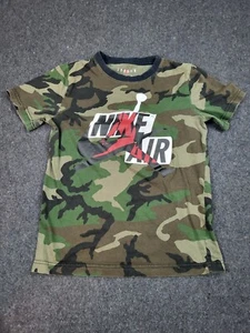 Nike Air Jordan Camo Shirt Boys Medium Green Lightweight Crew Neck Basketball - Picture 1 of 6