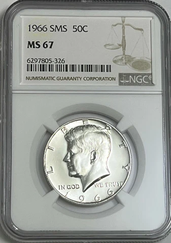 1966 SMS SILVER KENNEDY HALF DOLLAR NGC MS67 GEM SPECIAL MINT SET 50C WHITE LBL Cover