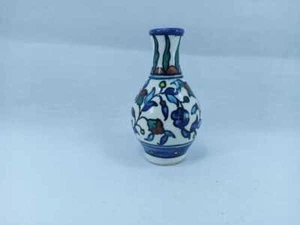 Vntage Jerusalem hand painted ceramic vase colorful floral - Picture 1 of 4