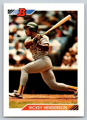 1992 Bowman #166 Rickey Henderson Baseball Card SHARP! - Image 1 of 2