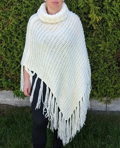 Poncho (M), weiß, gestrickt, bellybutton, TOP Zustand, zeitlos/edel, Rollkragen - Bild 1 von 10