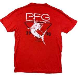 Columbia PFG Red Fishing Gear Print Short Sleeve T-Shirt Size Men's Large L - Picture 1 of 12
