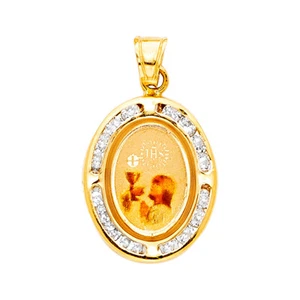 Gold 14K Yellow Gold Cubic zirconia Round First Communion - Picture 1 of 4