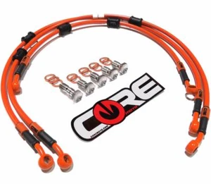 Honda CBR 1000RR Tubi Freno 2006 2007 Anteriore-Posteriore Arancione Acciaio Kit - Foto 1 di 1