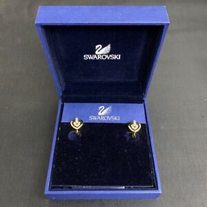 Swarovski Gold Plated Clip On Heart Earrings Clear Stones Costume Jewellery CP