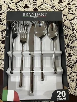 BRANDANI OBLIQUE Brandani ITALY Oblique Hotel Collection Steel 20 Pc Flatware Set. !. NEW