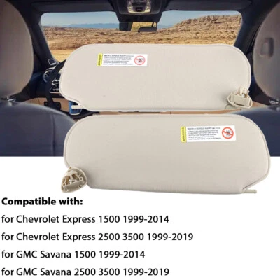 Sun Visor Grey Left+Right For 2003-2014 Chevrolet Express 1500 2500 3500 - Image 1 of 4