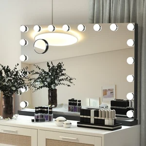 Espejo de tocador Hollywood con luces 18 bombillas LED regulables maquillaje iluminado de 3 colores - Imagen 1 de 10