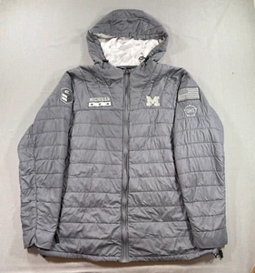 Michigan Wolverines Full Zip Puffer Coat Mens XL Gray Colosseum Quilted - Picture 1 of 9