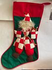 House Of Hatten Christmas Stocking Santa Face Beard And Wood Toy And Book   2 Avail