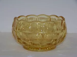 VINTAGE INDIANA DAUMENABDRUCK GELBER NEBEL 5,5"D BONBONIERE/SCHALE MIT GEWELLTEM RAND - Bild 1 von 5