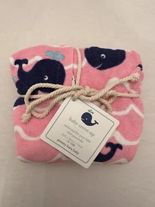 Pottery Barn Baby Pink Terry Blue Whales Beach Bath Hooded Cover Up 12-18M NWT - Picture 1 of 9