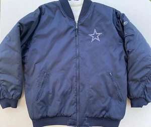 Dallas Cowboys Wendejacke Reebok Large gesteppt Spellout blau weiß Reißverschluss - Bild 1 von 12