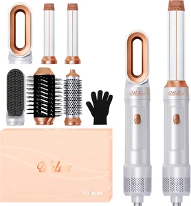 Haarstyler 6 in 1, Warmluftbürste Set mit Rundbürstenföhn Airflow Lockenstab Aut - Bild 1 von 9