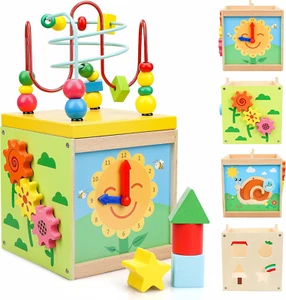 Wooden Baby Activity Cube for Toddlers 1-3 Activity Cube Learning Toys for 1 Yea - Picture 1 of 12