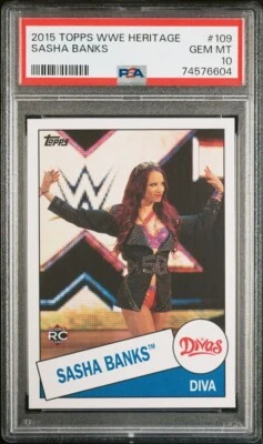2015 Topps Heritage WWE Sasha Banks #109 PSA 10 Gem Mint Rookie RC Mercedes Mone - Image 1 of 4