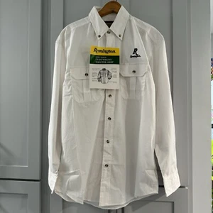 Remington NWT Long Sleeved White Button Down Shirt Medium With Logo - Picture 1 of 7