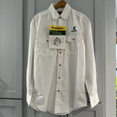 Camisa Remington NUEVA CON ETIQUETAS Manga Larga Blanca Abotonada Mediana Con Logo Foto 1 de 4