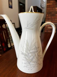 Rosenthal Continental GRASSES MCM 9 1/4" Coffeepot Tea Gold Trim Mid Century EXC - Picture 1 of 6