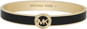 Michael Kors Logo Yellow Gold & Black Enamel Bangle Bracelet MKJ7995710 + MK BOX - Picture 1 of 3