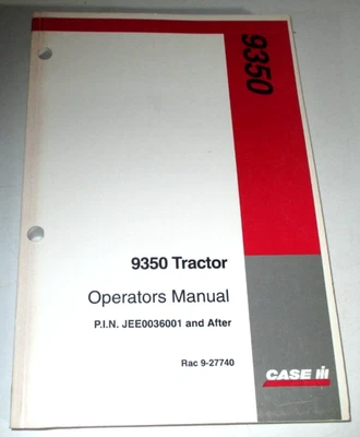 Case IH 9350 Tractor Operators Manual (PIN JEE0036001 &up) 9-27740 1-96 ORIGINAL - Image 1 of 3