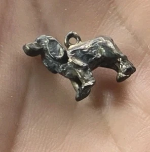 Vtg Dog Mini Pendant 0.5"x0.5" Charm Spaniel Silver Color Bracelet Necklace Doll - Picture 1 of 9