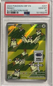 PSA 10 Pidgey 207/197 - Obsidian Flames Illustration Rare Holo Pokemon Card - Picture 1 of 2