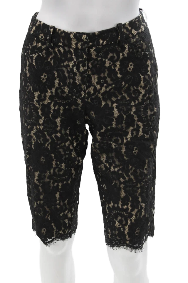 Robert Rodriguez Unisex Bermuda Shorts Black Floral Button Nylon Cotton Size 4 - Image 1 of 4