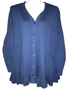 Joan Rivers Women's Navy Button Up Cardigan Size 2X Long Slv Knit Sweater NWOT - Picture 1 of 11