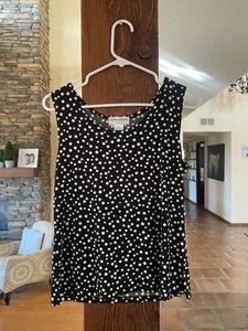 New Drapers & Damons Sz PXS Black White Knit Shell Tank Top Polka Dot New Summer - Picture 1 of 3