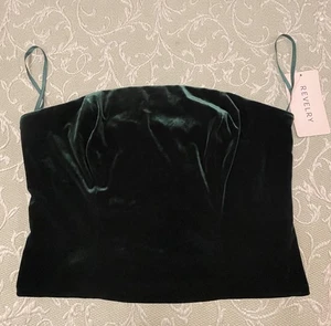 Revelry Bustier Top Womens XL Emerald Micah Velvet Spaghetti Strap Bridesmaid - Picture 1 of 11