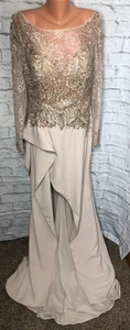 Terani Couture Glamour Perlen Kleid Champaign Größe 12 - Bild 1 von 4