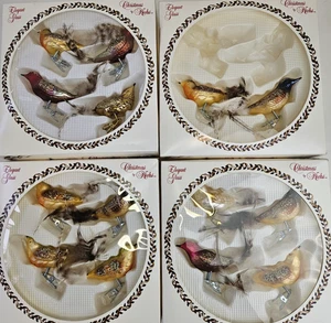 Posten 4 Schachteln/14 Vögel Krebs Clip auf mundgeblasenem Glas Weihnachtsschmuck Federschwänze - Bild 1 von 19